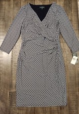 NWT Lauren Ralph Lauren Tiana Dress Navy Blue Women Size 8