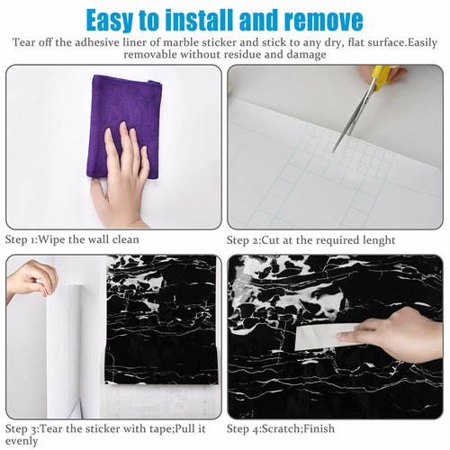 Self Adhesive Peel&Stick Wallpaper PVC Marble Contact Paper Kitchen Countertop - Picture 31 of 32