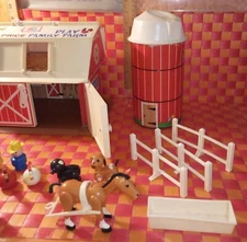 Fisher Price Family Play Farm with figures, vehicles and other barn… 1967 vtg..