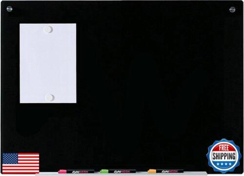 Audio-Visual Direct Magnetic Black Glass Dry-Erase Board Set - 3' x 2' - Incl