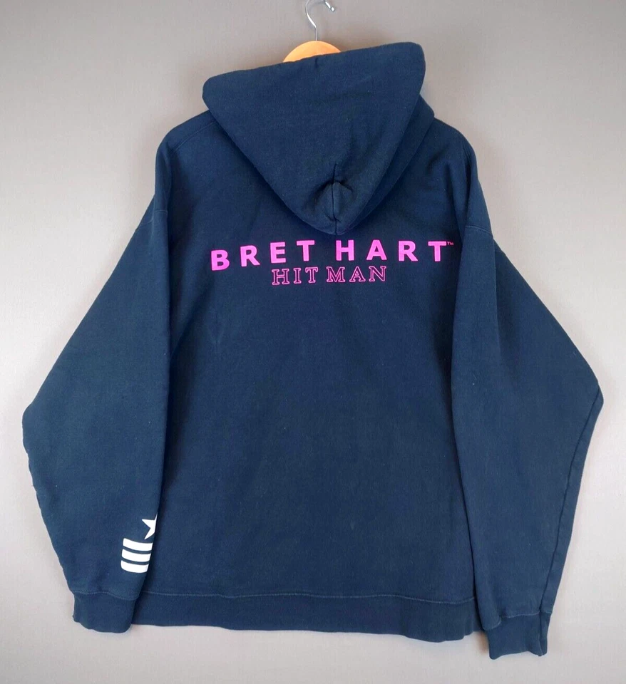 Y2K 2008 WWE Bret Hart Hitman Sudadera con Capucha Negra Pullover Sudadera con Capucha Para Hombre XL Foto 2 de 4