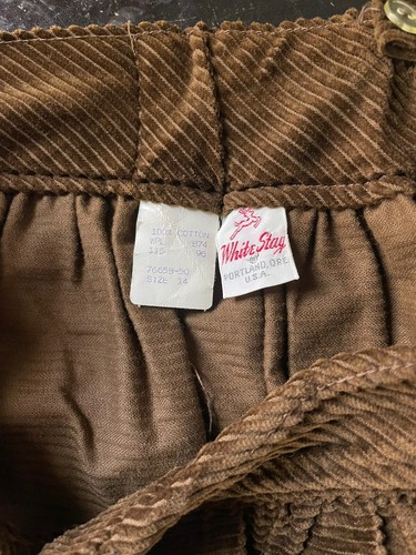 VINTAGE 1950s WHITE STAG BROWN CORDUROY KNEE LENGTH 24in W GIRLS SKIRT - 第 4/4 張圖片