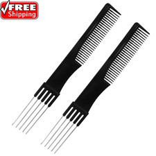 2 Packs Teasing Comb with Metal Pick Combs for Women Hair Pick Comb for Hair Sty