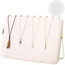 4 x0 inches Velvet Necklace Display Stands for Selling, Large Metal 1 Beige