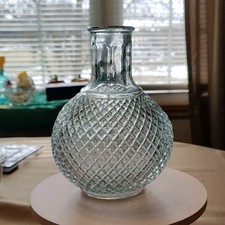 Clear Glass Vase Diamond Pattern Textured Decorative Pressed Glass Glossy Finish