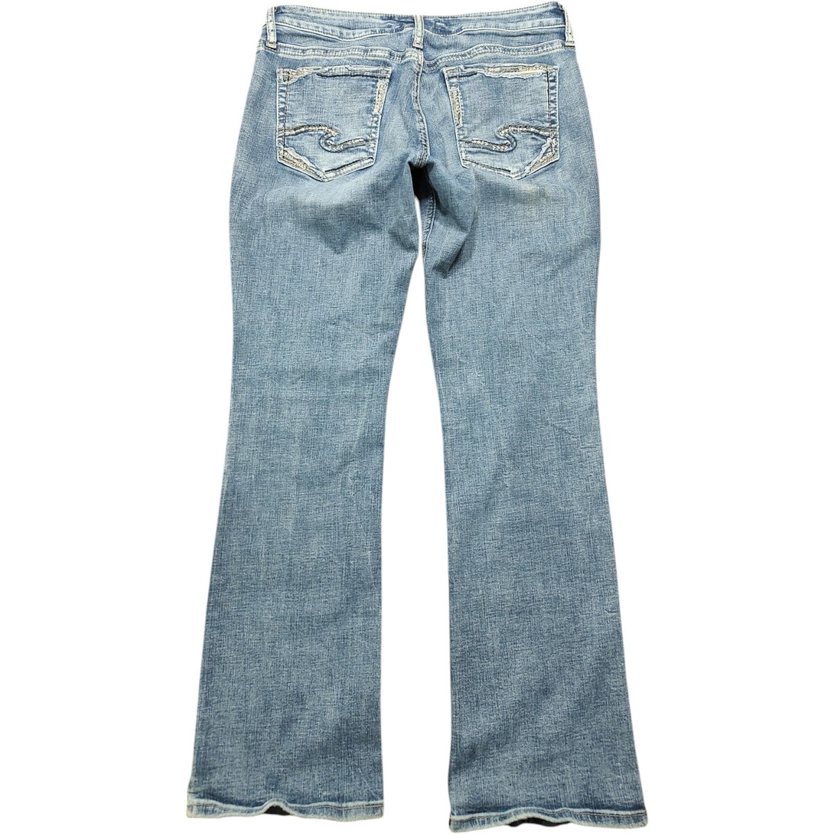 SILVER JEANS Womens Suki Mid Slim Boot Tag 31 X 30 Inseam Denim Distressed