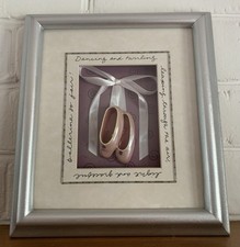 Dance Wall Art Pink Glass Pointe Shoes w Ribbon Approximately 9X10 Sliver Grey