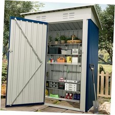 Cobertizo de almacenamiento exterior de 5x3 pies, cobertizo de herramientas con techo inclinado y 5 * 3 pies azul