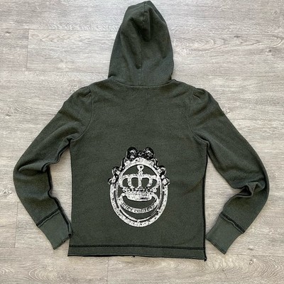 Juicy Couture Women s Jacket Green Love & Luxury Full Zip Hoodie Y2K Vintage M