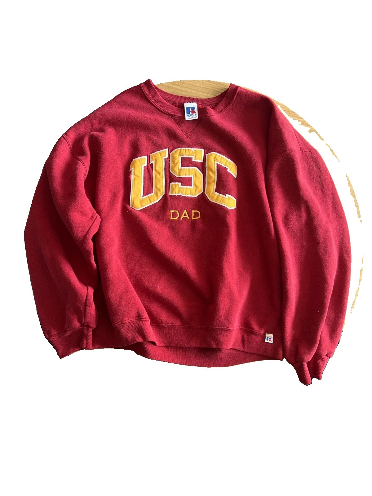 Vintage 90's Russell Athletic USC DAD Cardinal Red Crew Neck  Sweatshirt Size XL