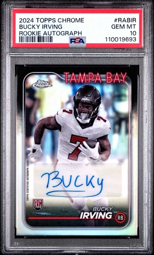Bucky Irving RC 2024 Topps Chrome Base Auto Variation #RA-BIR PSA 10 GEM MT