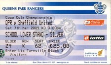 Queens Park Rangers v Sheffield United 07/03/09 Championship Ticket