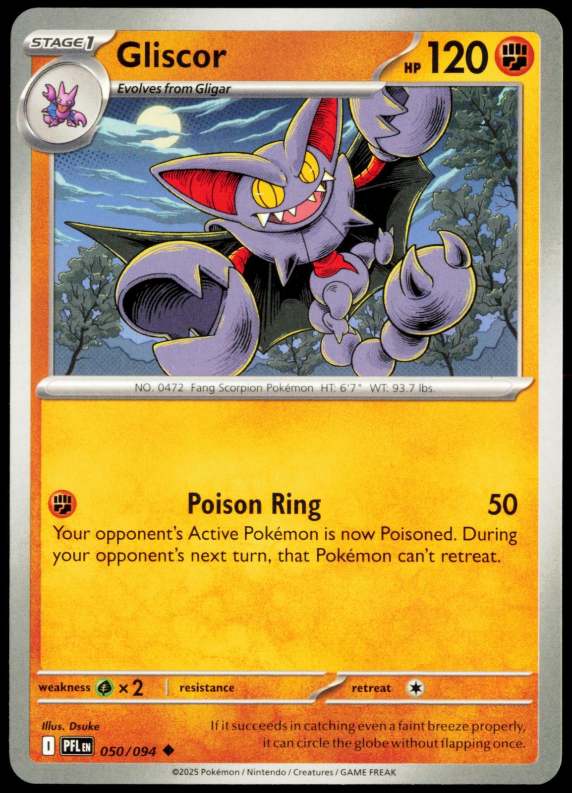 Gliscor 050/094 Uncommon Phantasmal Flames Pokemon NM/M