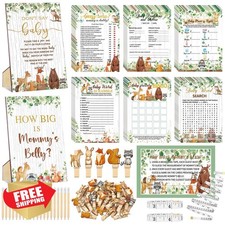 Funnymoom Woodland Baby Shower Games Pack, 426pc Forest Theme Decorations