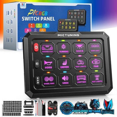 MICTUNING P1C RGB 12-Gang LED Switch Panel Touch Switch Relay System Circuit Box