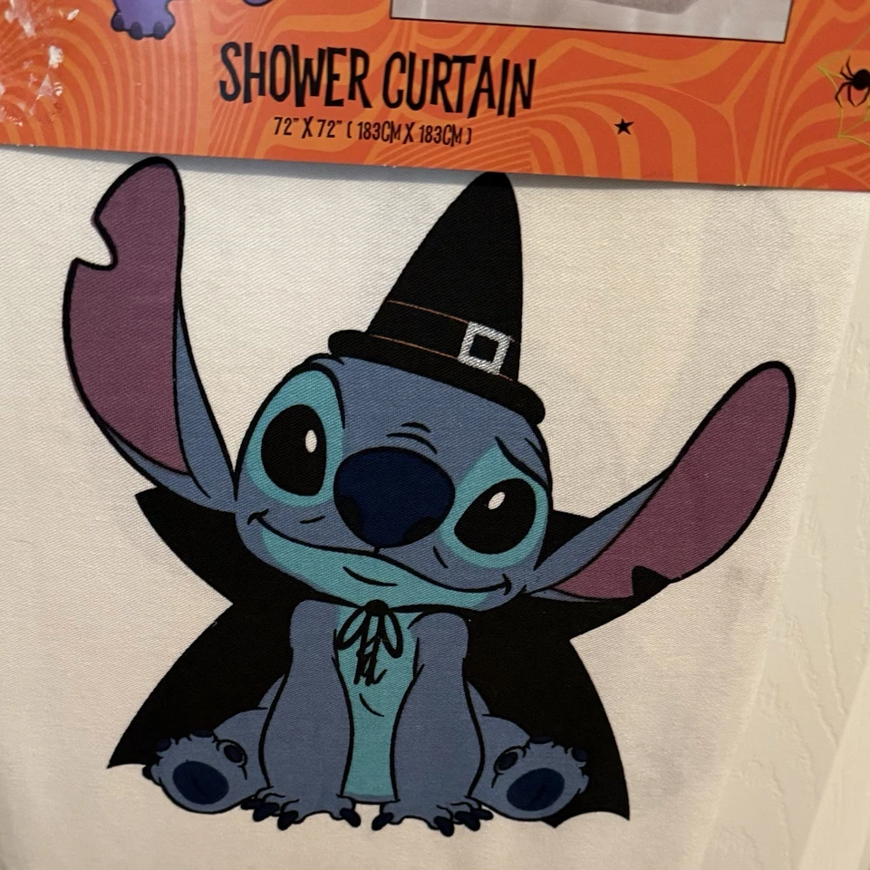 Disney Stitch Halloween Cortina de Ducha 72x72 Jay Franco Bruja Sombrero Nuevo Regalo 🎃 Foto 2 de 4