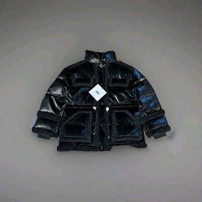 ALO Ice Breaker Puffer Jacket Black Faux Leather Sherpa Size M