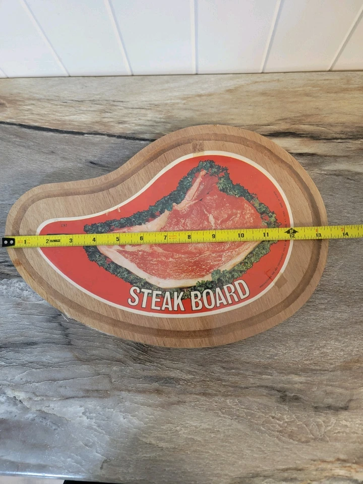 Nevco 复古木制牛排板餐盘 4 件套全新塑料 — 第 4/4 张图片