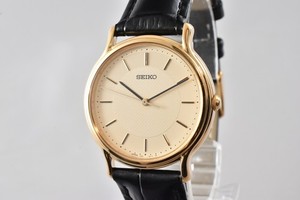 [Near MINT] SEIKO Spirit 7N01-0BR0 Gold Quartz 33mm Men's Watch From JAPAN