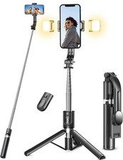 Selfie Stick Tripod with Light, 45'' Selfie Stick with Wireless Remote, Porta...