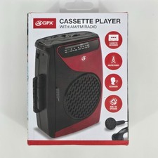 GPX Cassette Player with AM/FM Radio, CAS337B, Black/Red