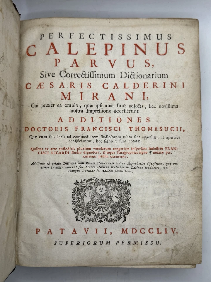 Perfectissimus Calepinus Parvus 1754; Latin Dictionary for Ecclesiastical Use - Image 4 of 4