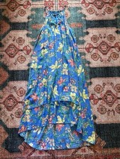 Mia Gabrielle Floral Dress Large Blue Summer Dress Beachy Vacation Flowy