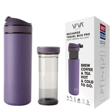 VIVA Recharge Purple Insulated Tea & Coffee Mug & Travel French Press Coffee ...