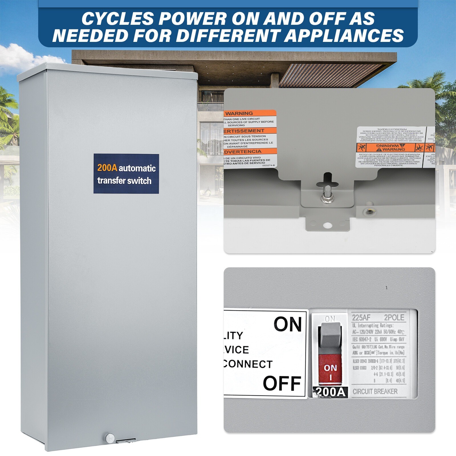 Upgrade 200-AMP Automatic Whole House Transfer Switch for Generac RXSW200A3