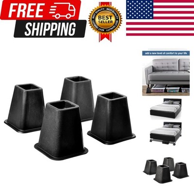 5 to 6-inch Super Quality Black Bed Risers, Heavy Duty Stackable Furniture Ri...
