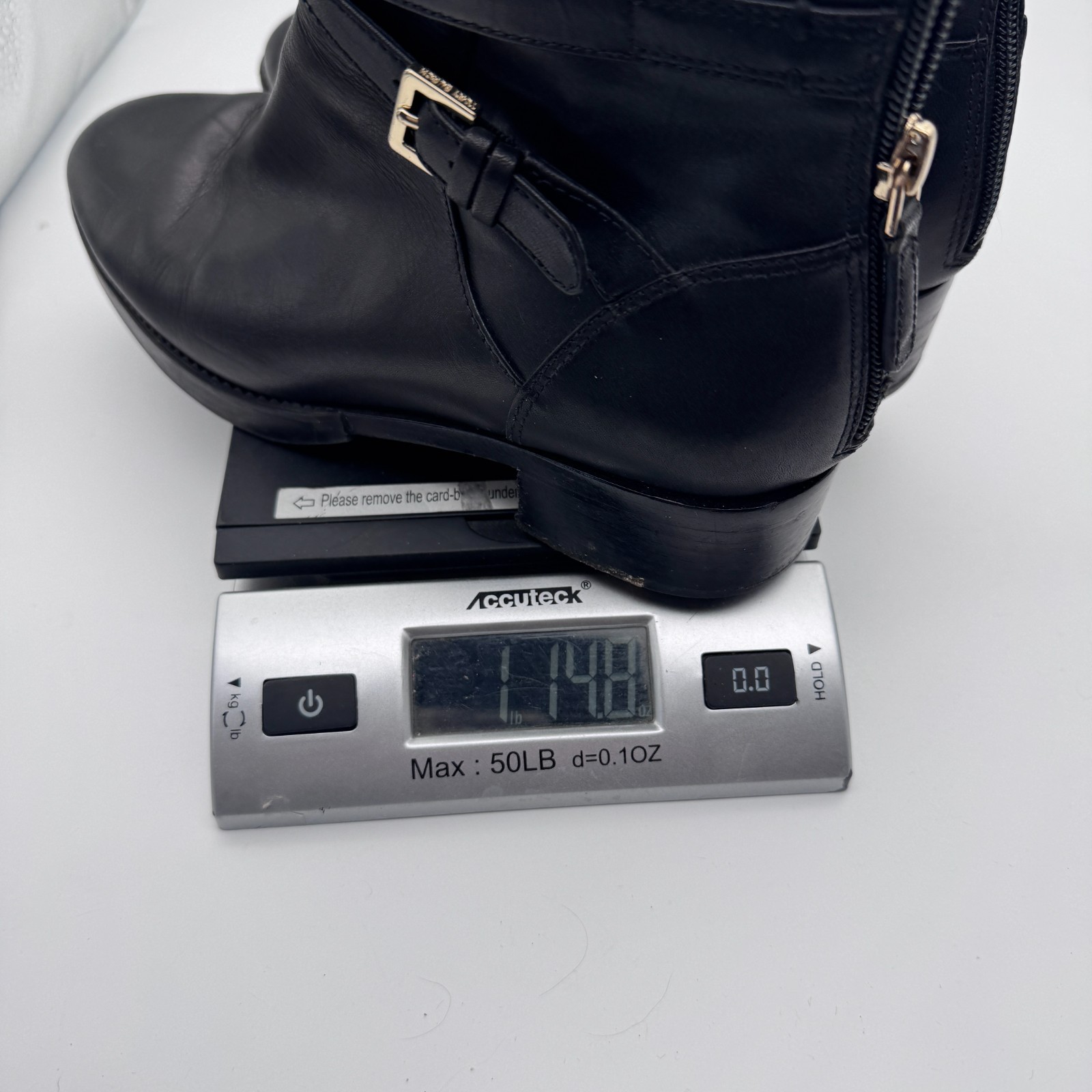 Tory Burch Women's Black Sidney Ankle Boots Gold Tone Buckle Logo Detail Size 7 thumbnail 8