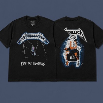 Ride the Lightning Front Back T Shirt Vintage Heavy Metal Graphic Unisex Tee
