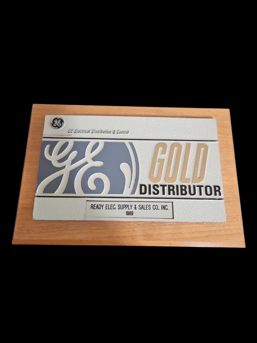 RARE 1989 Embossed GE General Electric Emblem Advertise Gold