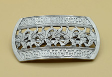 Vintage Hair Barrette France Silver Tone Ornate Embossed Cut-out