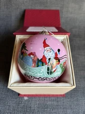 World Market Li Bien Santa’s Sleigh Classic 2024 Pink Glass Ball Ornament In Box