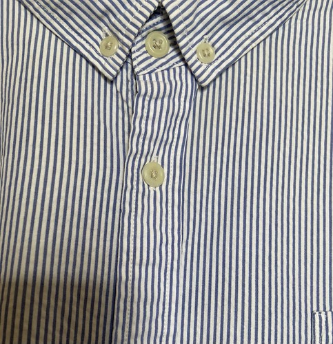 “ FRED PERRY “ Classic 🔥 Blue Striped Cotton L/S Shirt Size XXL Slim Fit 46/48