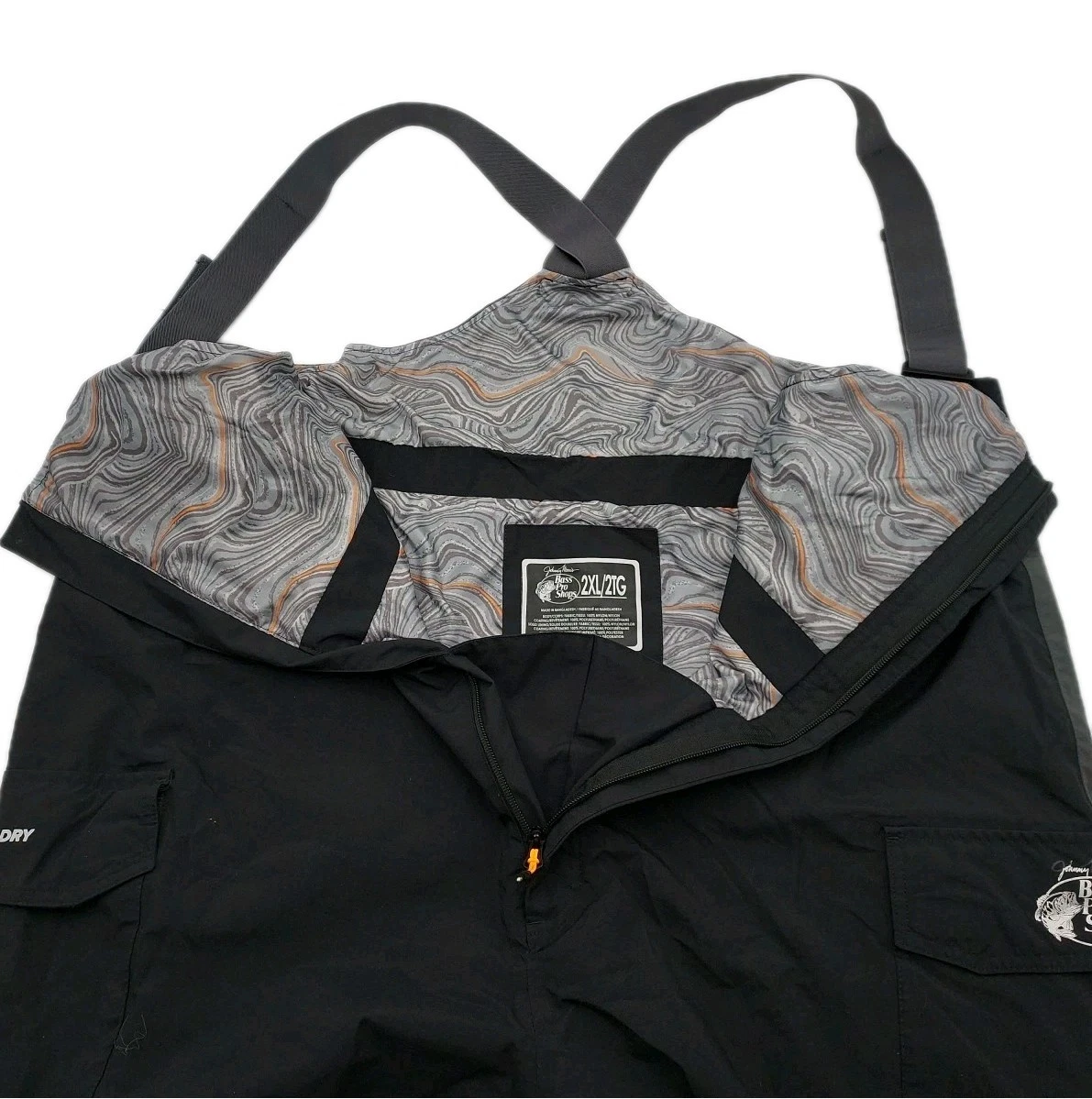 Pre-owned w/o tags Black/Gray 2XL Bass Pro Shops HPR Bibs for Men (N4-B8)