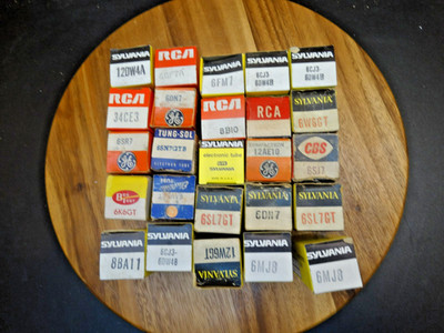 25 RCA, GE, Tung-Sol, Sylvania Tubes Some Unused, Untested, Some Sealed Boxes