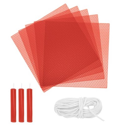 5pcs Beeswax Candle Making Kit, 8''x8'' Red Beeswax Sheet with 1pcs Wick