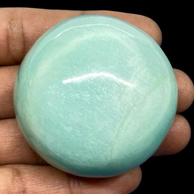 482.65 Cts Natural Untreated Amazonite 48x48x29mm Huge Cabochon Round Gemstone