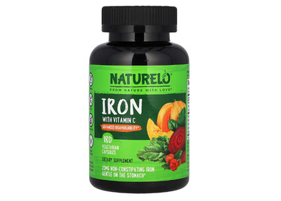 NATURELO, Iron with Vitamin C, Eisen mit Vitamin C, 180 pflanzliche Kapseln