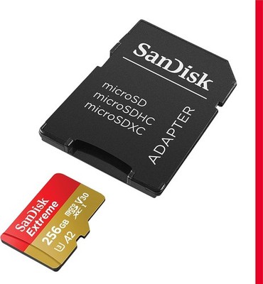 SanDisk Extreme 256GB microSDXC Card UHS-I U3 V30 190MBs SDSQXAV-256G-GN6MA