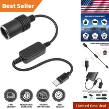 USB C Male to 12V Car Cigarette Lighter Socket Female Converter Adapter Power Ca