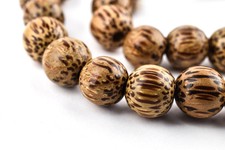 Round Natural Palm Wood Beads 10mm Brown Large Hole 16 Inch Strand