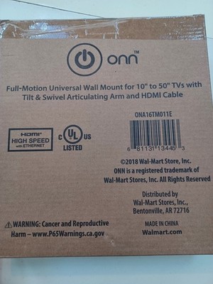 ONN FULL MOTION WALL MOUNT FOR 10'' TO 50'' TV'S # ONA16TM011E NEW IN BOX