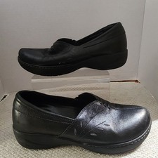 Dansko Abigale Women's Black Leather Embroidered Loafers Slip On Shoes Sz 39