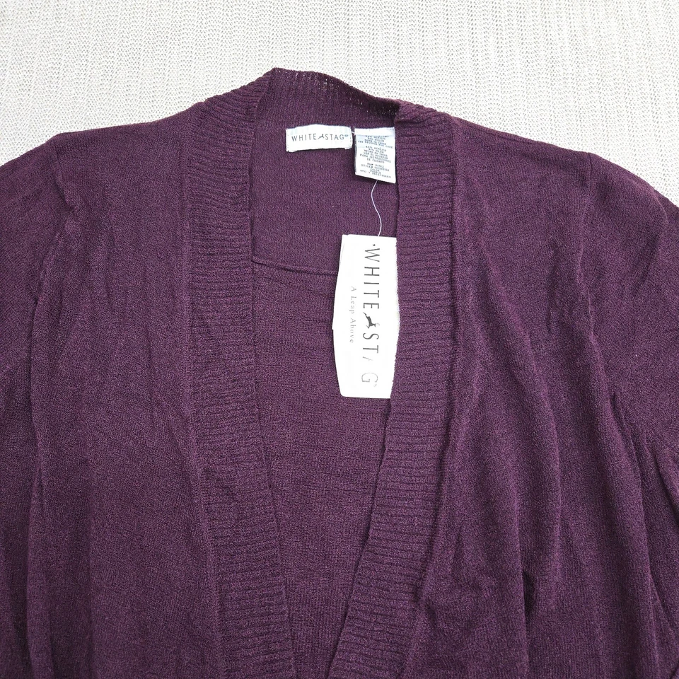 Suéter Ciervo Blanco Para Mujer XL Púrpura Frente Abierto Calce Clásico 2 por 1 Cárdigan Nuevo Foto 3 de 4