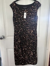 Connected Leopard Animal Print Side Ruched Sheath dress Size 10 Dress barn