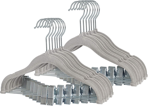 Non-Slip Clothes Hangers for Baby and Kids 20-Pack Velvet Hangers with Movable C