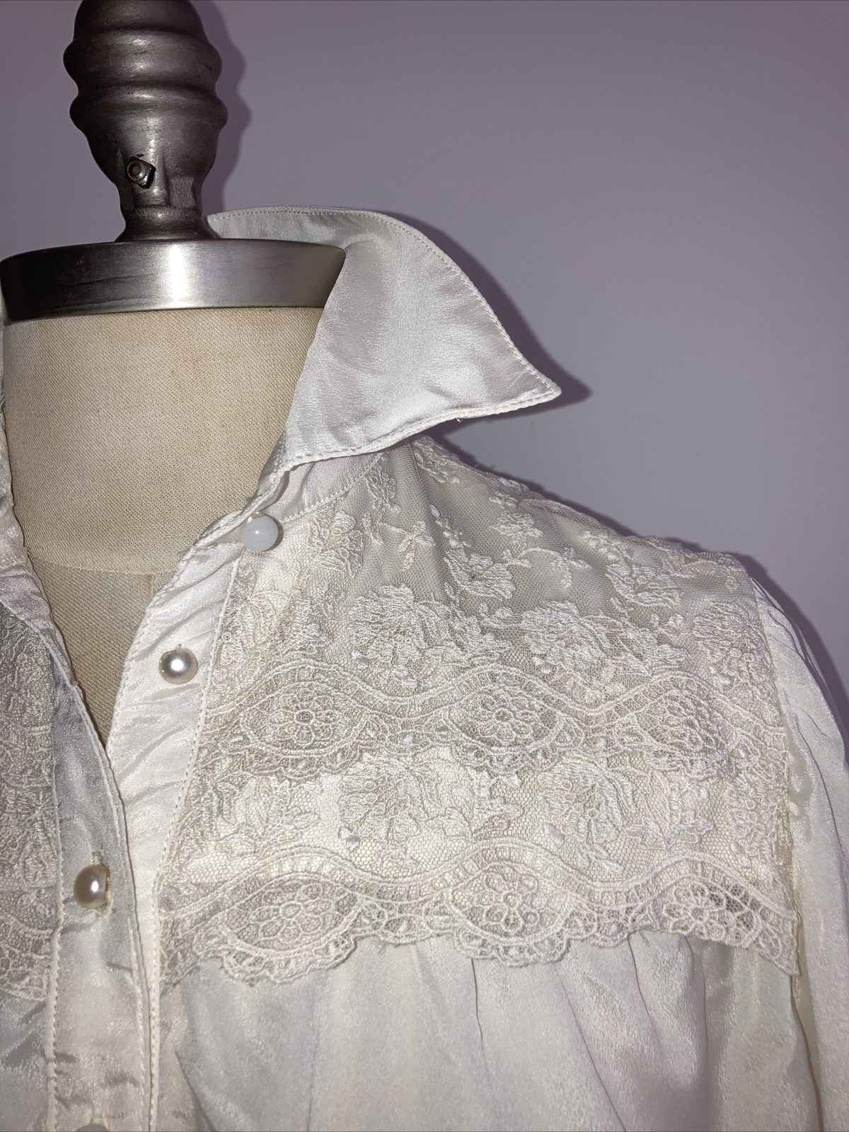 Annie Gough at Gemini Vintage 1970s Cream Blouse & Skirt Set 4